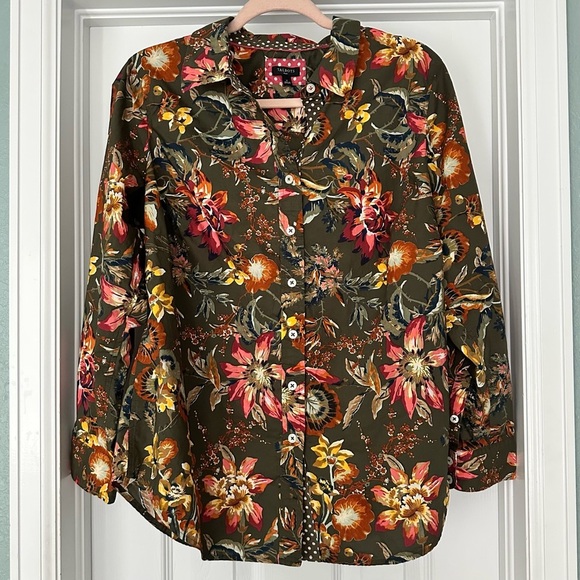Talbots Cotton Button Front Shirt Splendid Floral Size Plus X‎ 14-16W - Picture 3 of 12